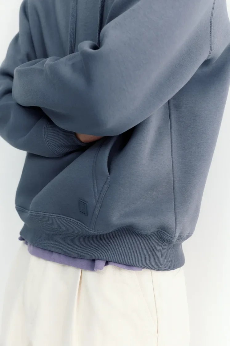 Pull&Bear Sweat basique à capuche — Bleu gris