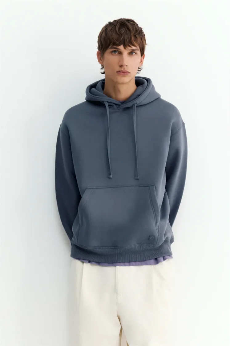 Pull&Bear Sweat basique à capuche — Bleu gris