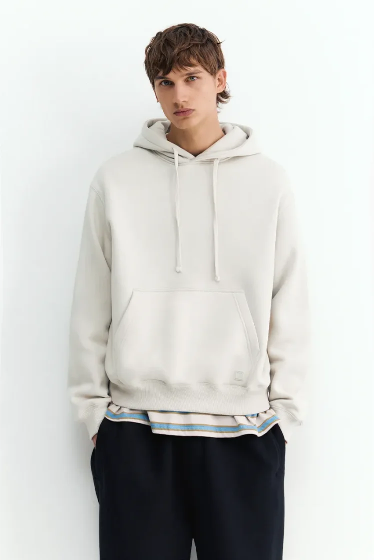 Pull&Bear Sweat basique à capuche — Cream