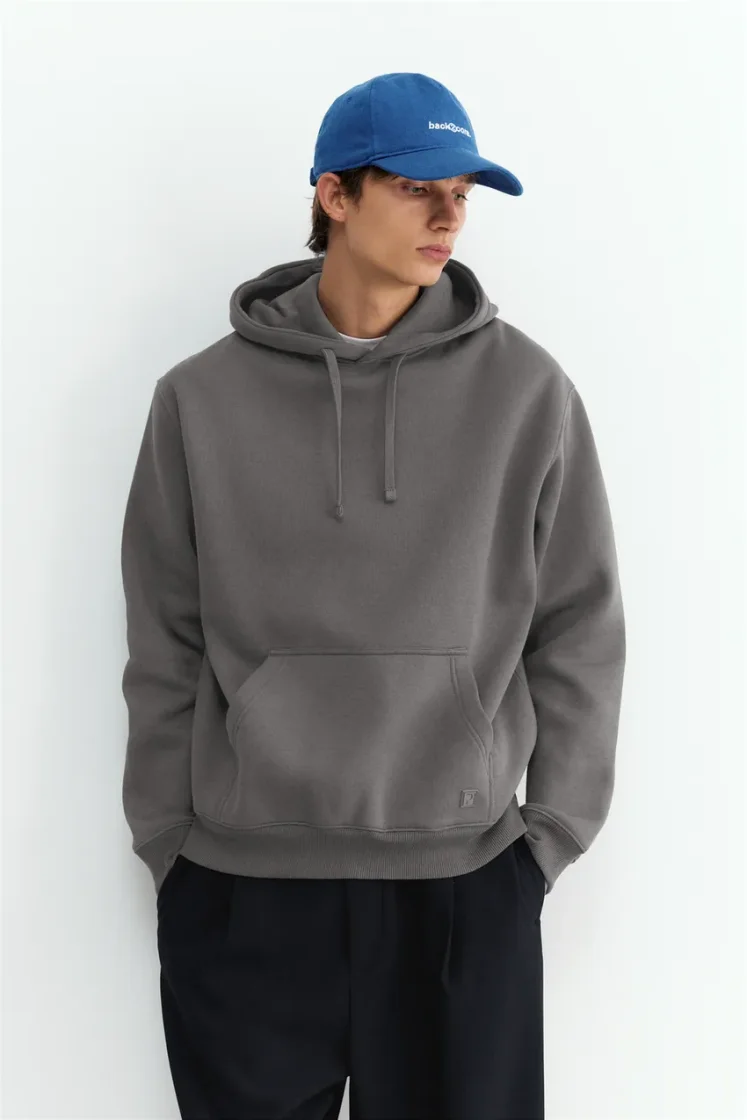 Pull&Bear Sweat basique à capuche — Dark Grey