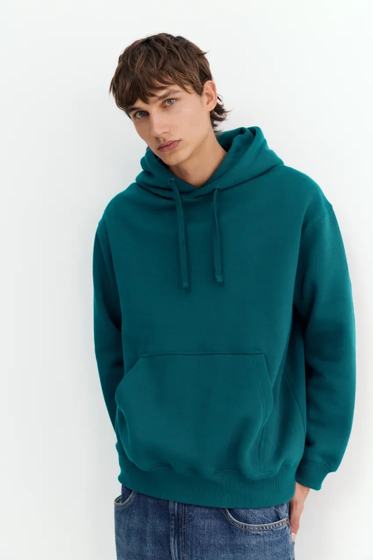 Pull&Bear Sweat basique à capuche — Teal