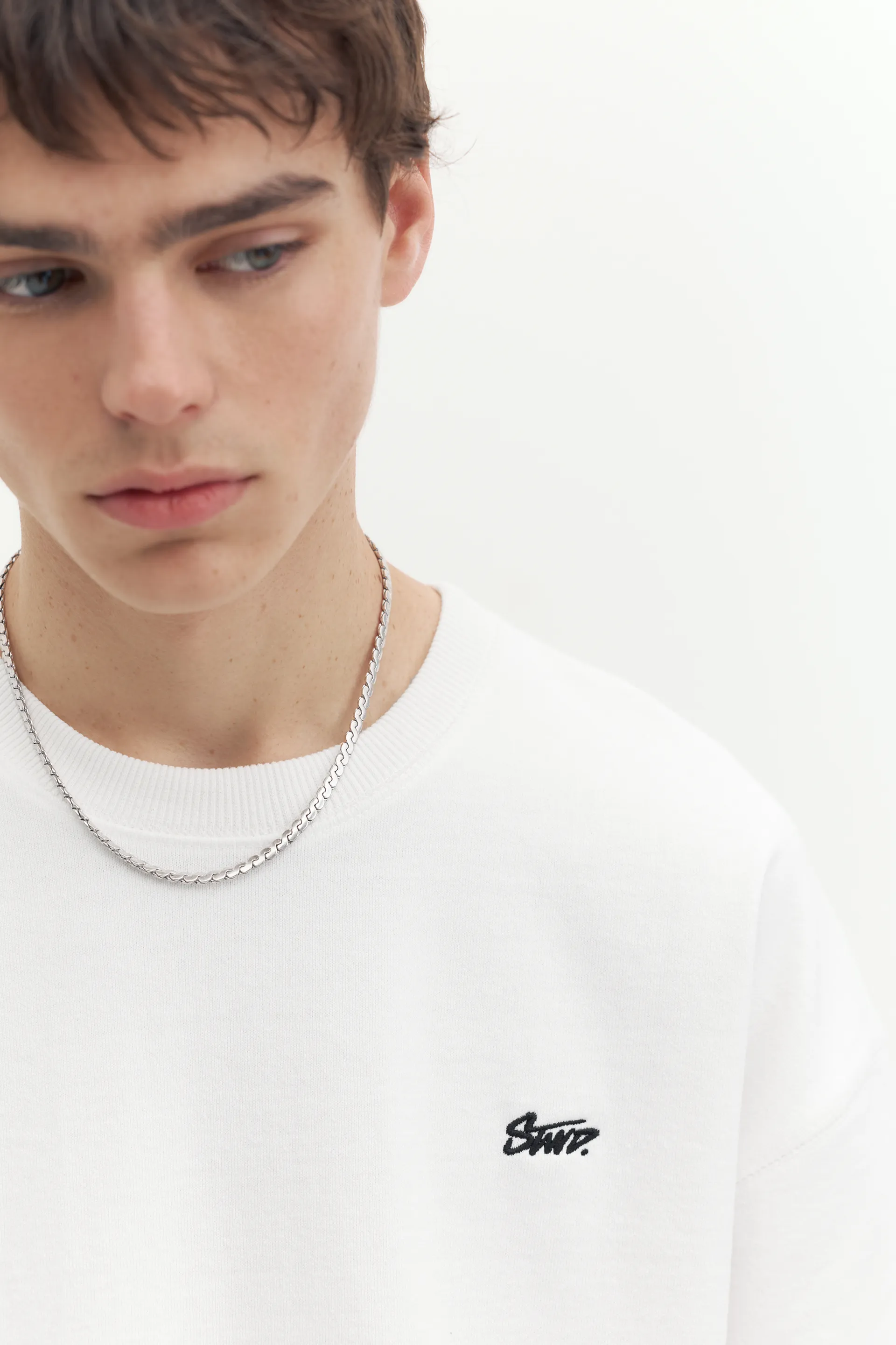 Pull&Bear STWD Embroidered Sweat Tee — Blanc