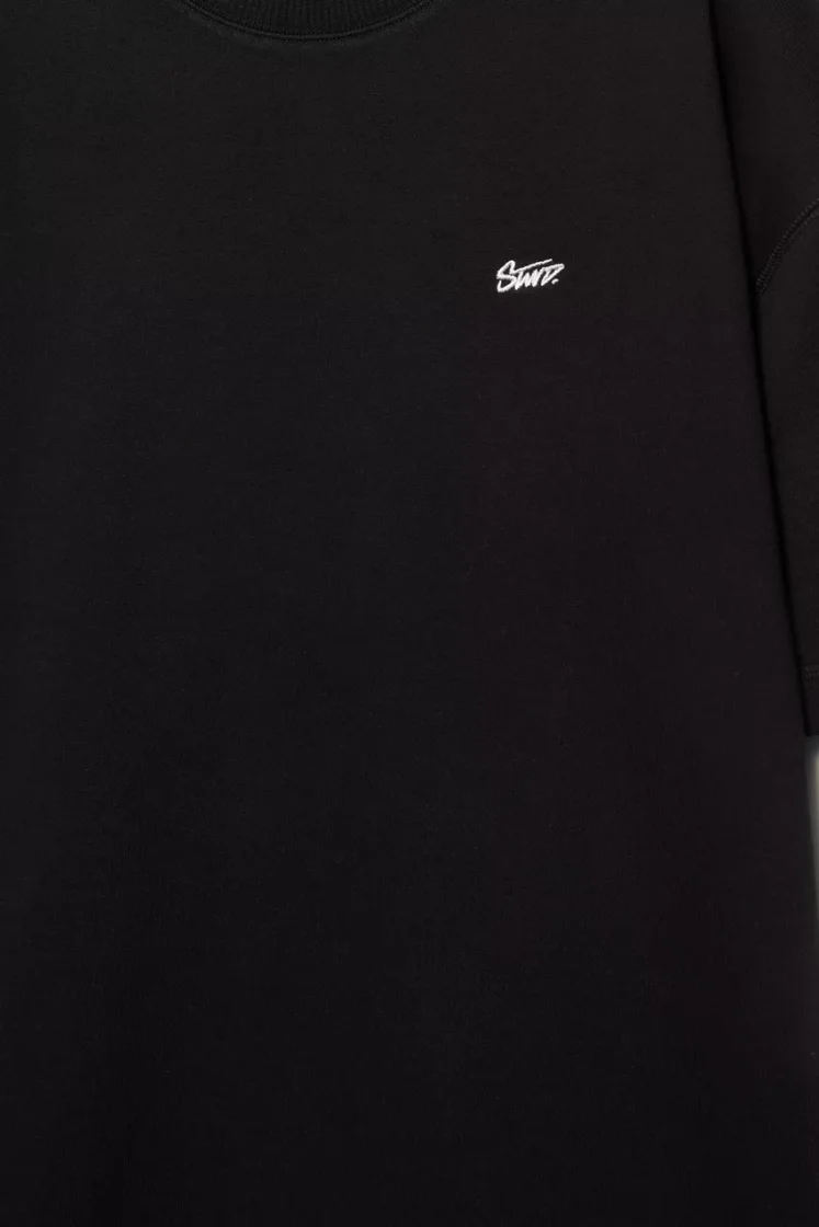 Pull&Bear STWD Embroidered Sweat Tee — Black