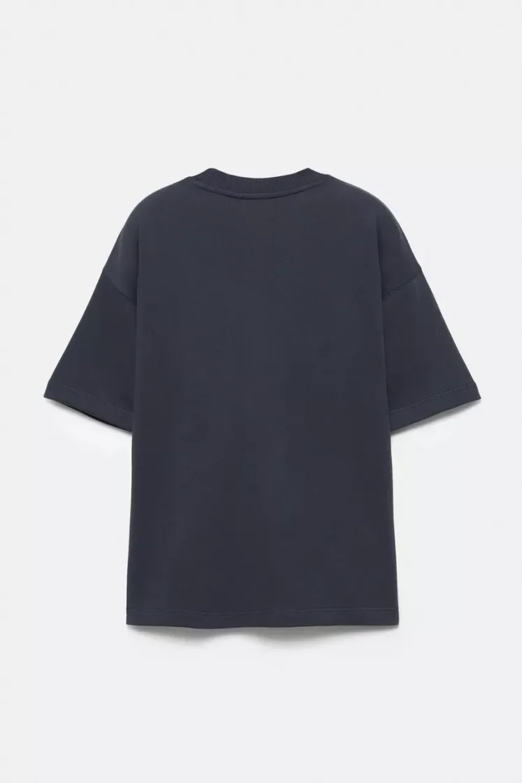 Pull&Bear STWD Embroidered Sweat Tee — Blue