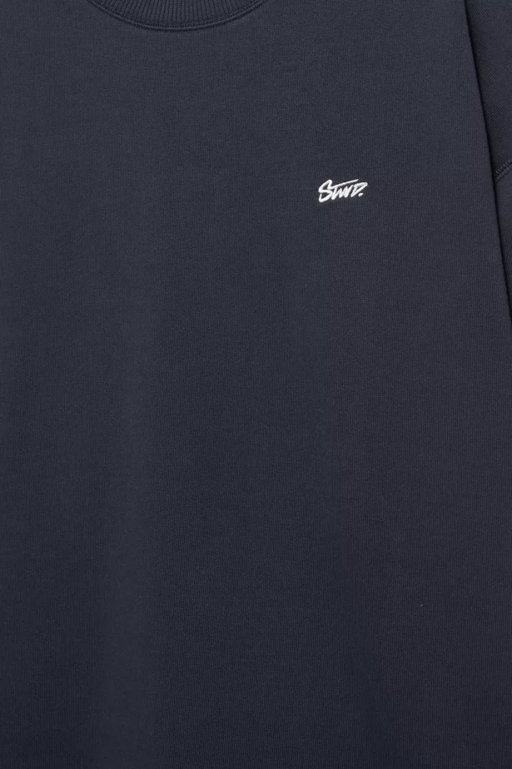 Pull&Bear STWD Embroidered Sweat Tee — Blue