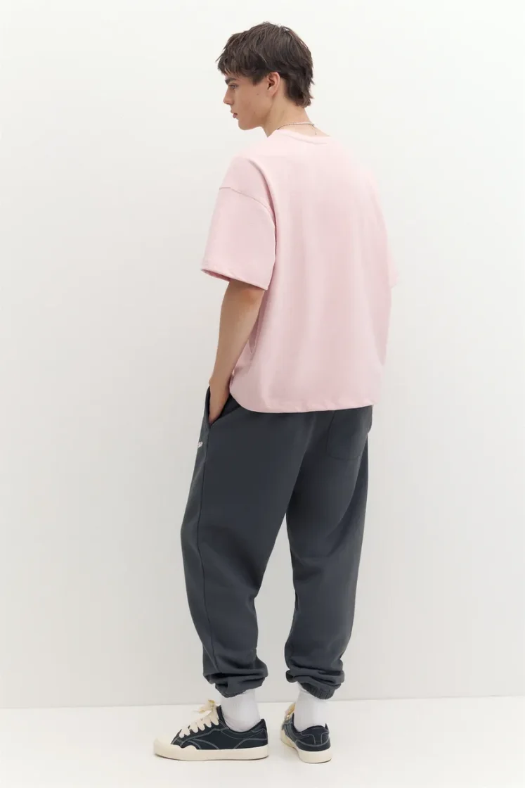 Pull&Bear STWD Embroidered Sweat Tee — Rose