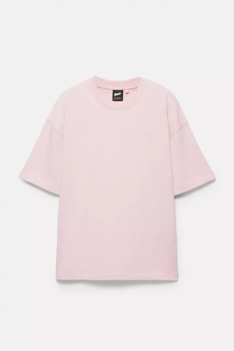 Pull&Bear STWD Embroidered Sweat Tee — Rose