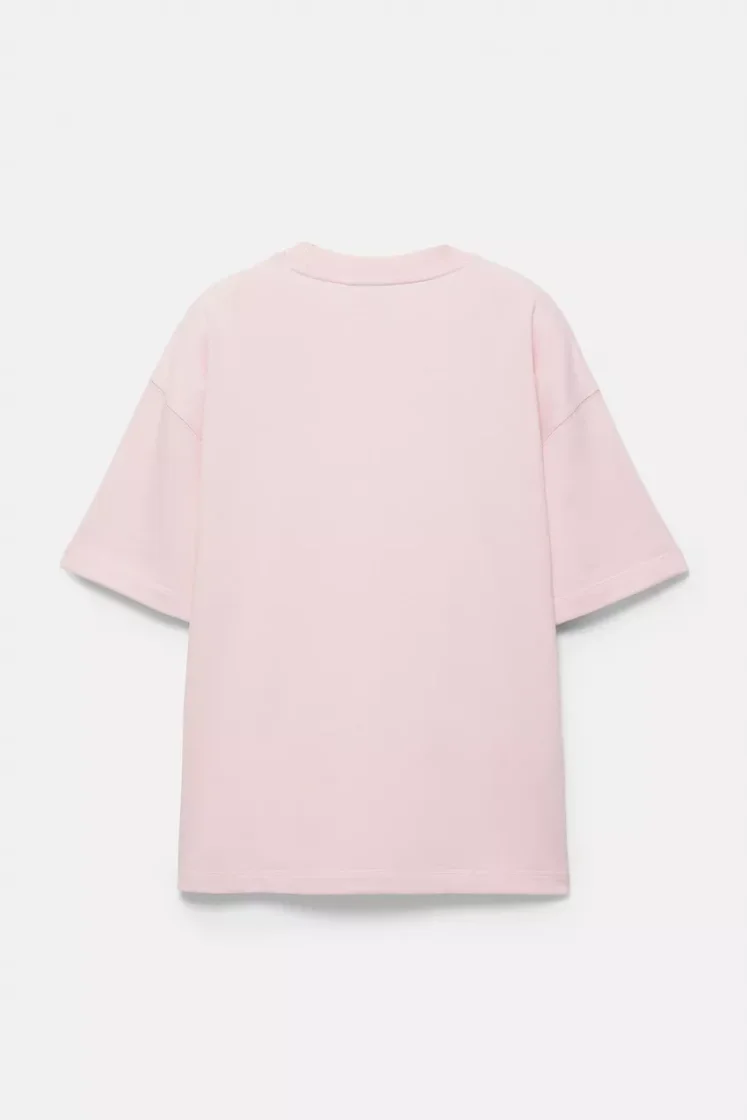 Pull&Bear STWD Embroidered Sweat Tee — Rose