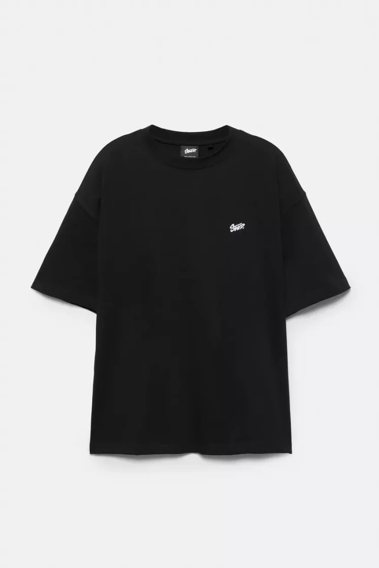 Pull&Bear Boxy STWD Logo Tee — Black