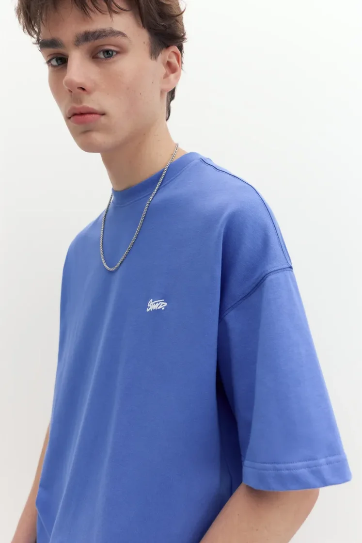 Pull&Bear Boxy STWD Logo Tee — Blue
