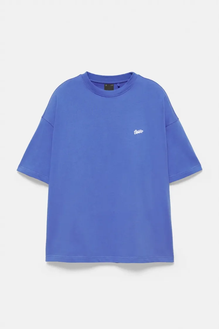 Pull&Bear Boxy STWD Logo Tee — Blue