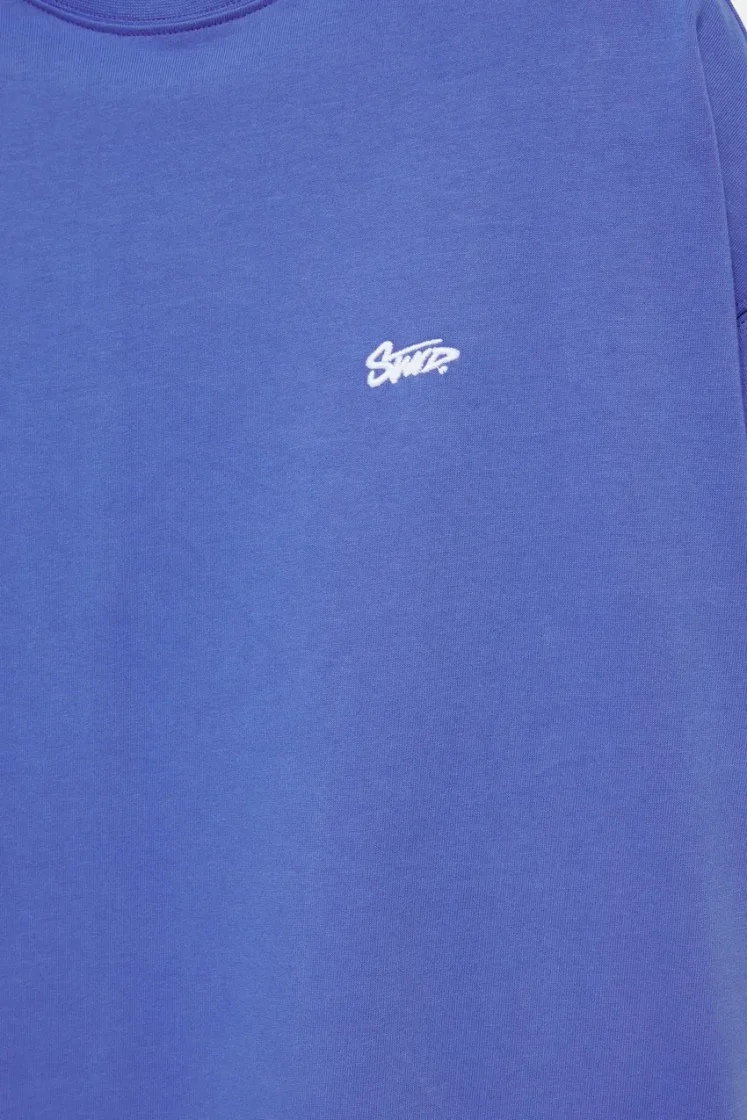 Pull&Bear Boxy STWD Logo Tee — Blue