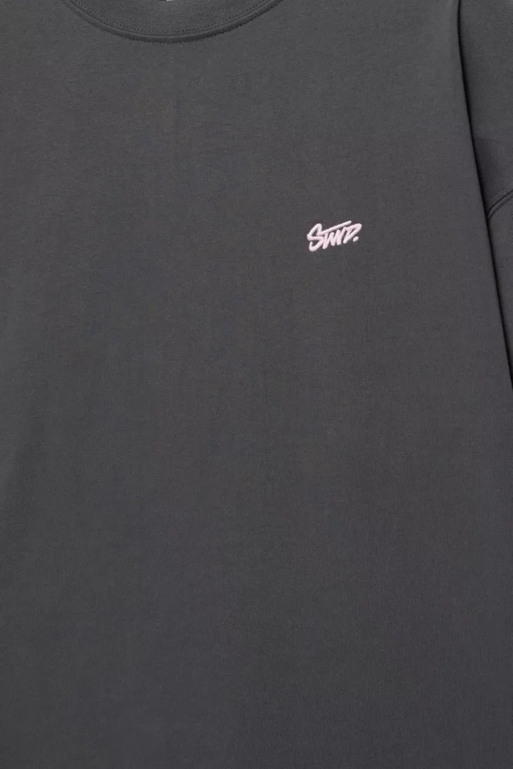 Pull&Bear Boxy STWD Logo Tee — Dark Grey