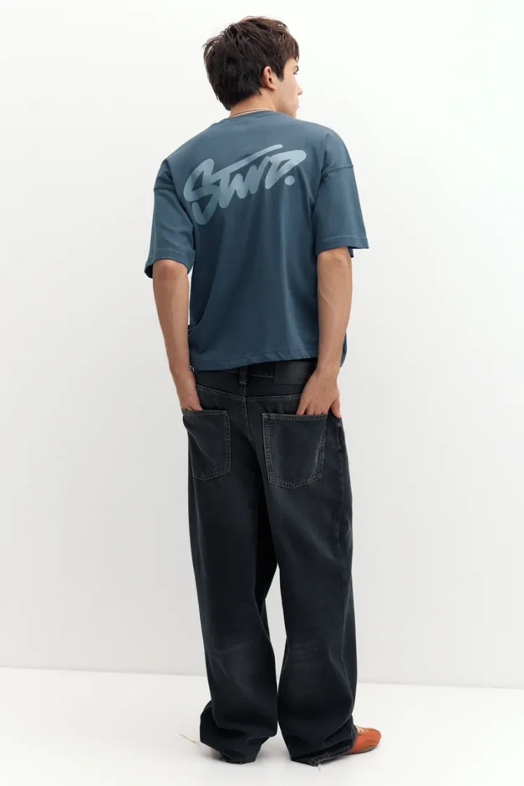 Pull&Bear Boxy STWD Logo Tee — indigo