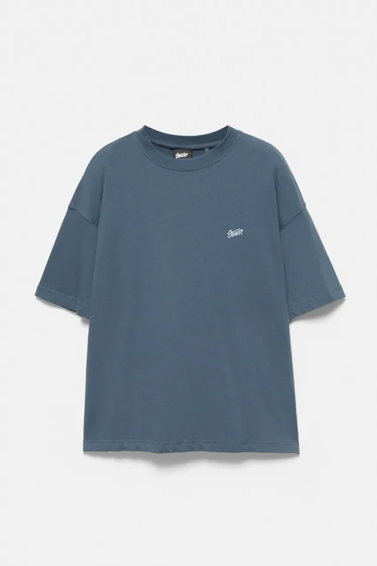 Pull&Bear Boxy STWD Logo Tee — indigo