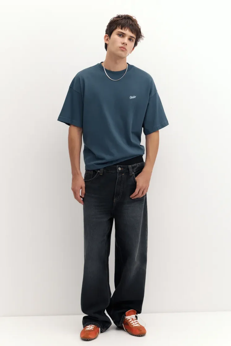 Pull&Bear Boxy STWD Logo Tee — indigo