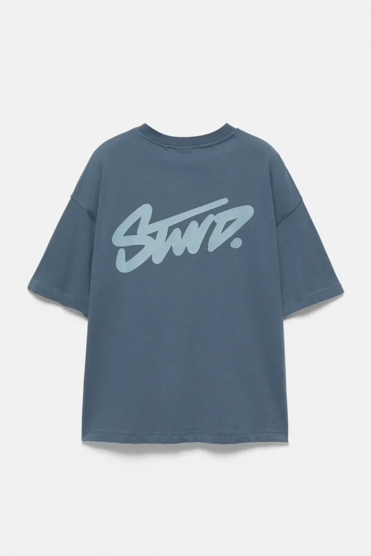 Pull&Bear Boxy STWD Logo Tee — indigo