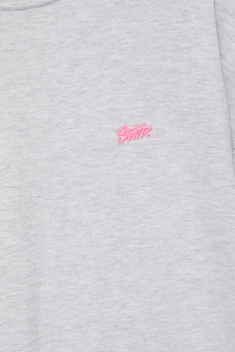Pull&Bear Boxy STWD Logo Tee — Light Grey