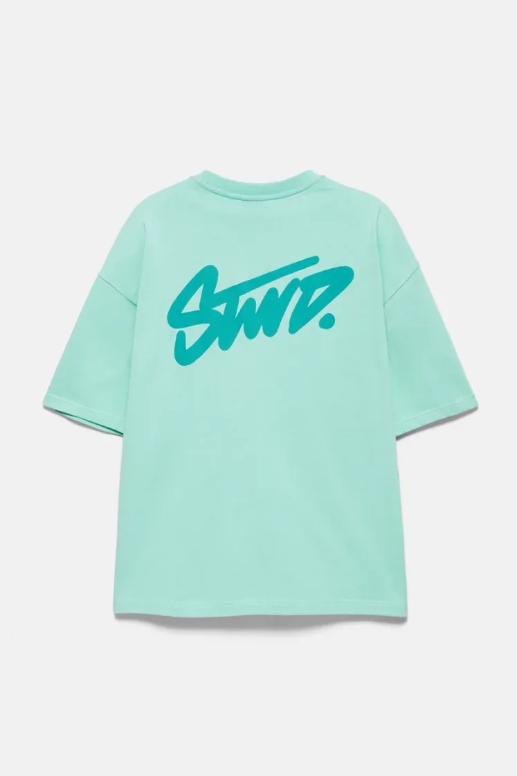 Pull&Bear Boxy STWD Logo Tee — Mint