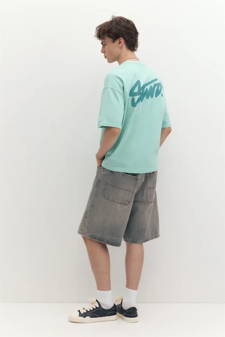 Pull&Bear Boxy STWD Logo Tee — Mint