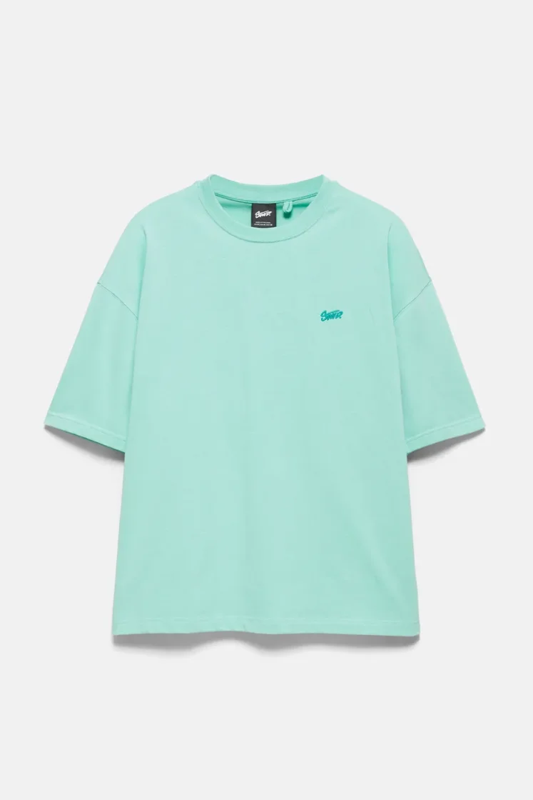 Pull&Bear Boxy STWD Logo Tee — Mint