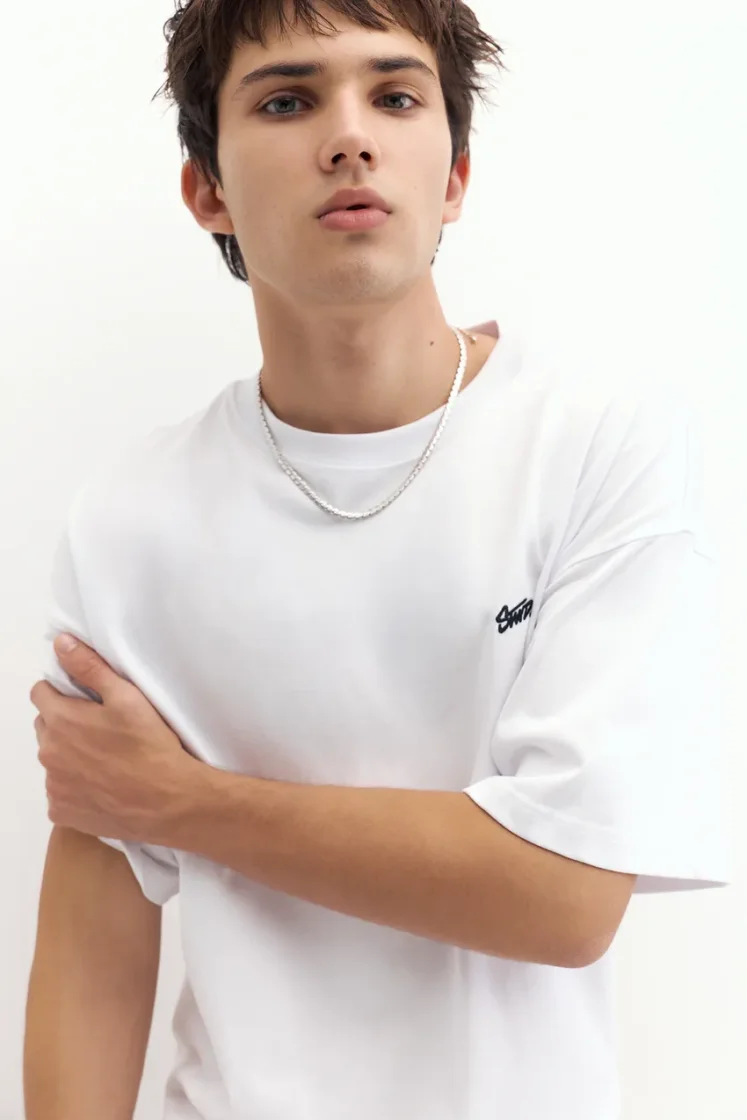 Pull&Bear Boxy STWD Logo Tee — White