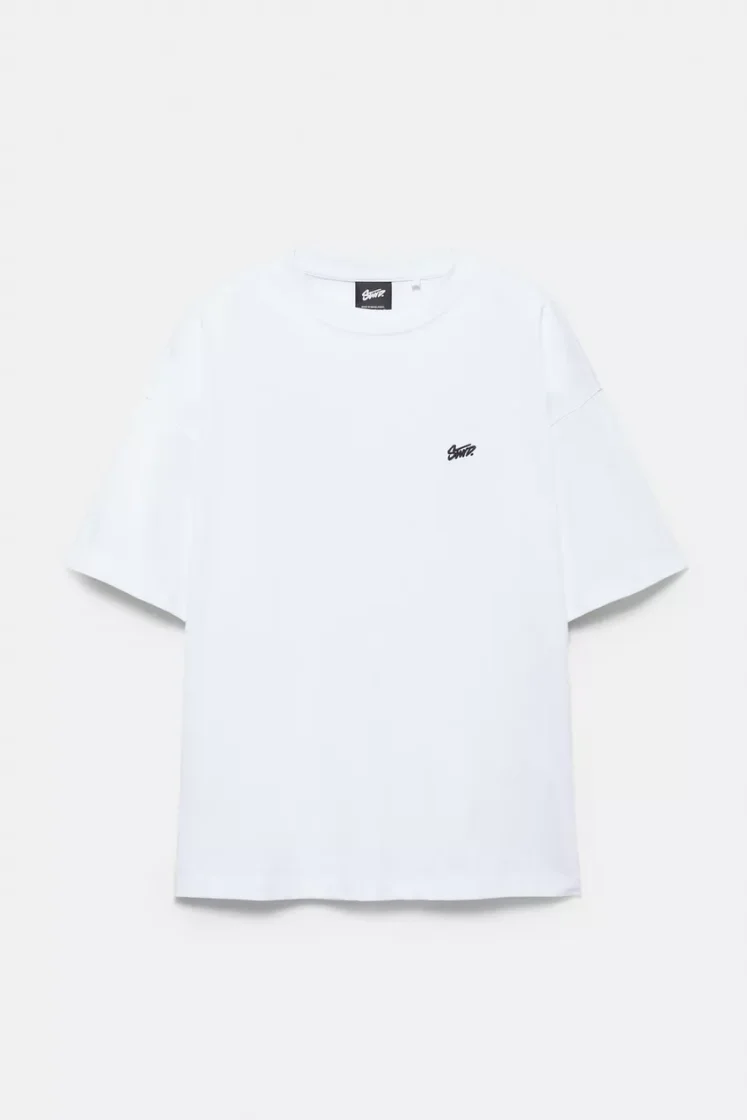 Pull&Bear Boxy STWD Logo Tee — White