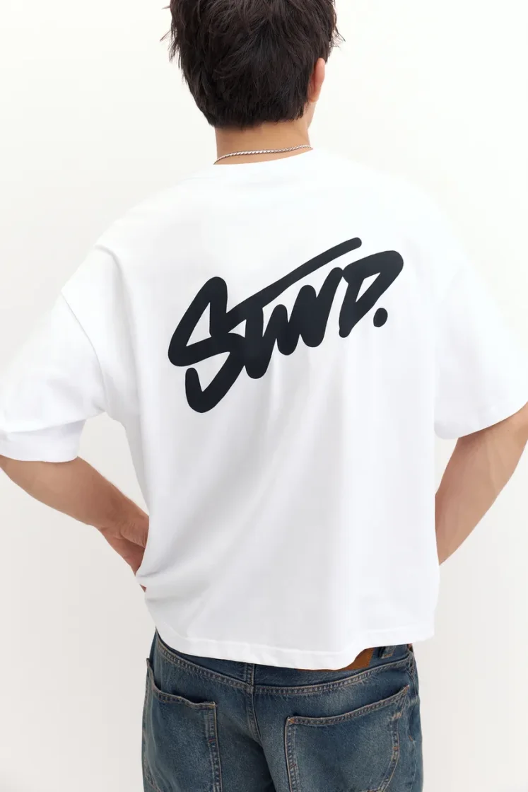 Pull&Bear Boxy STWD Logo Tee — White