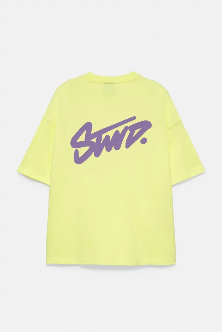 Pull&Bear Boxy STWD Logo Tee — Yellow
