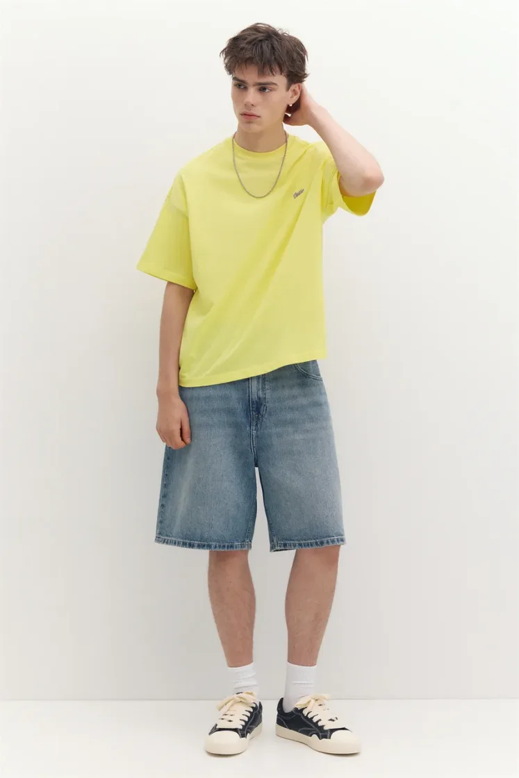 Pull&Bear Boxy STWD Logo Tee — Yellow