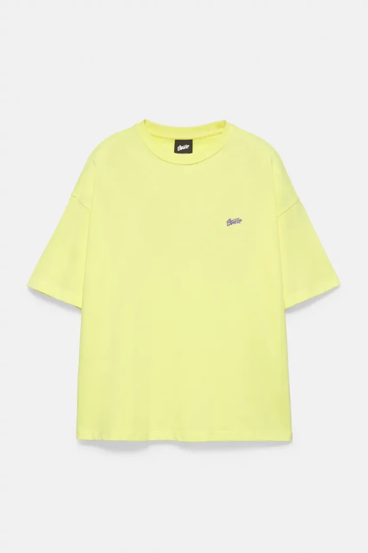 Pull&Bear Boxy STWD Logo Tee — Yellow