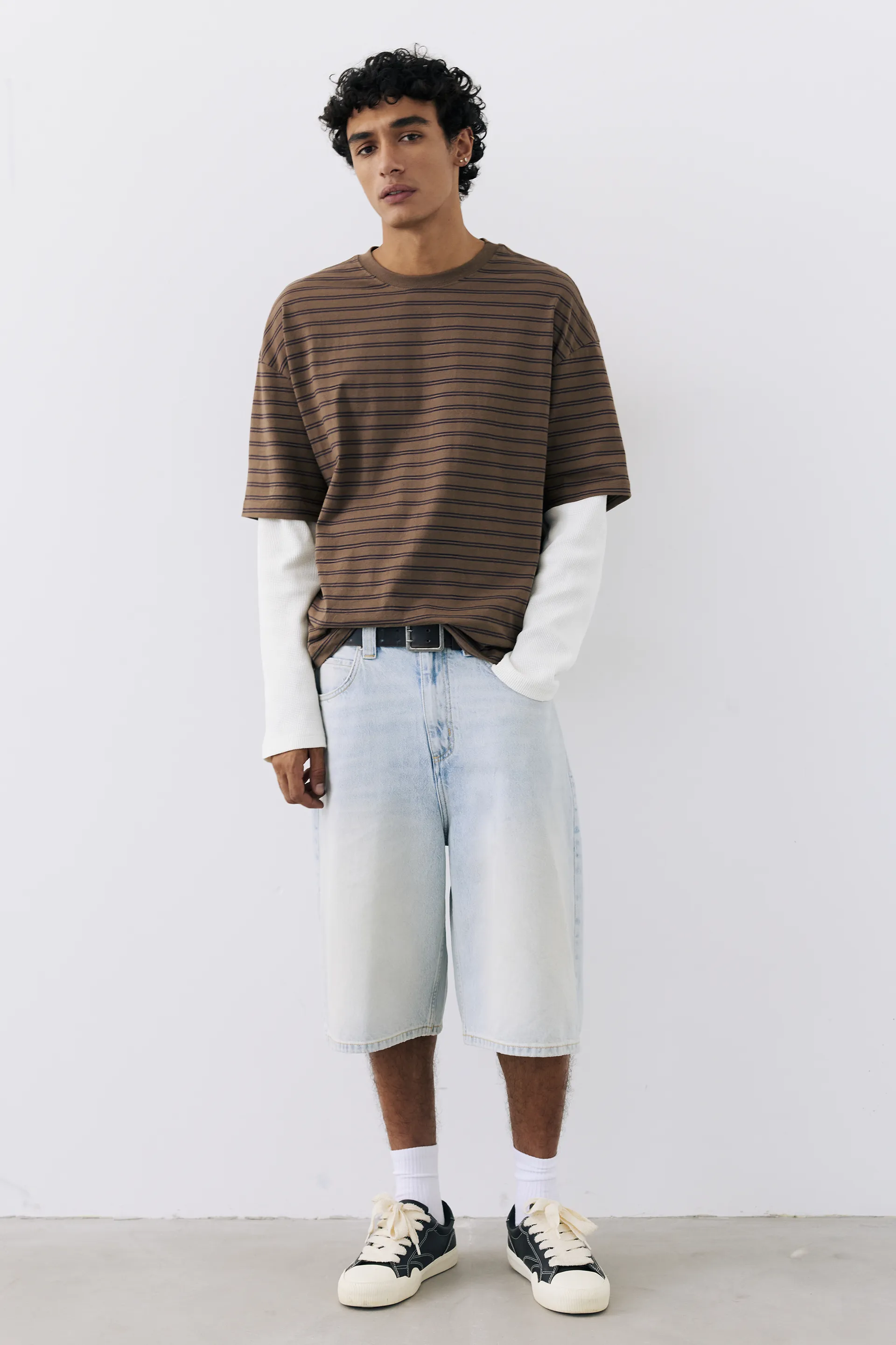 Pull&Bear Waffle Double Long Sleeve Tee — Rayures