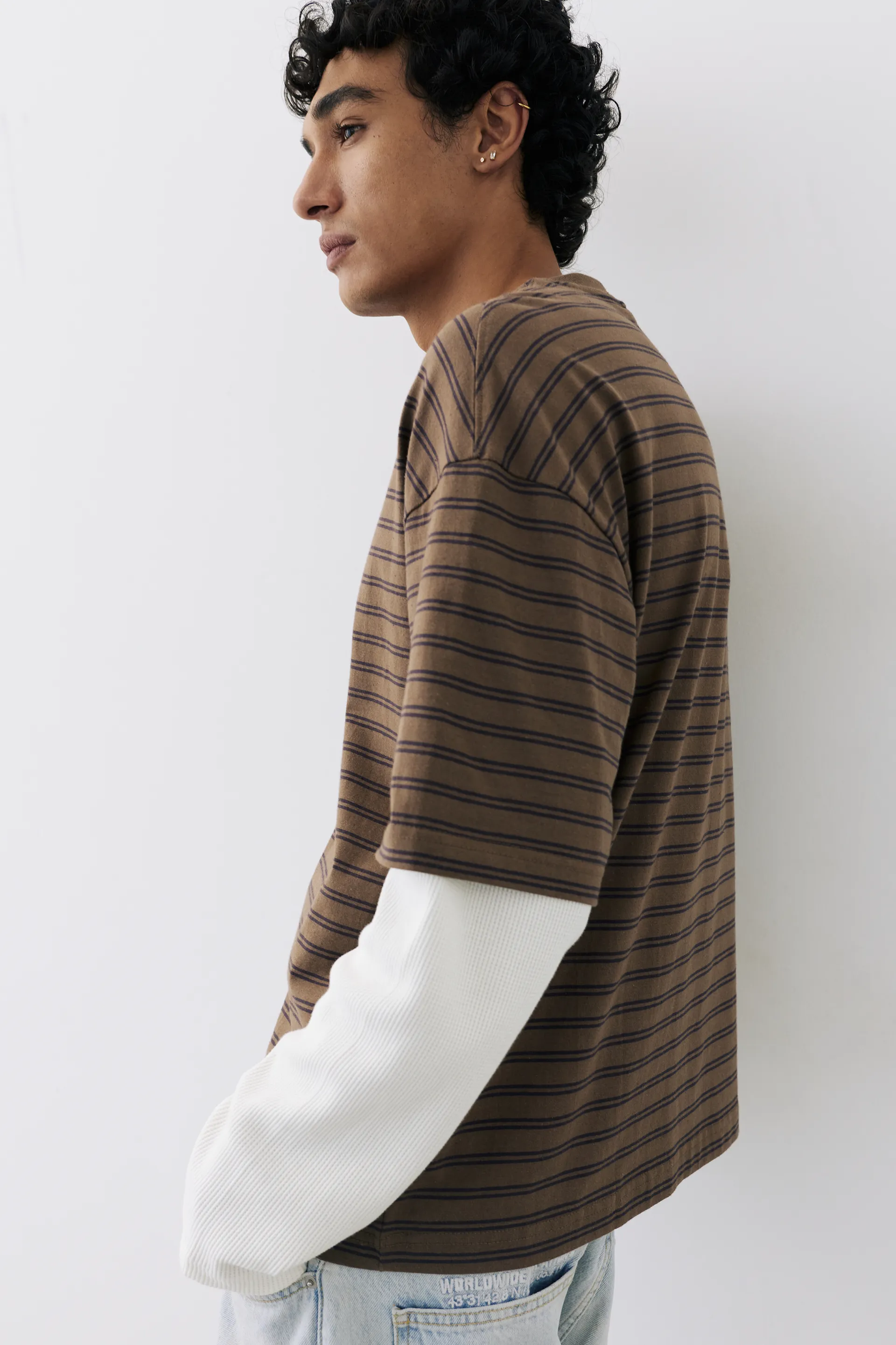 Pull&Bear Waffle Double Long Sleeve Tee — Rayures
