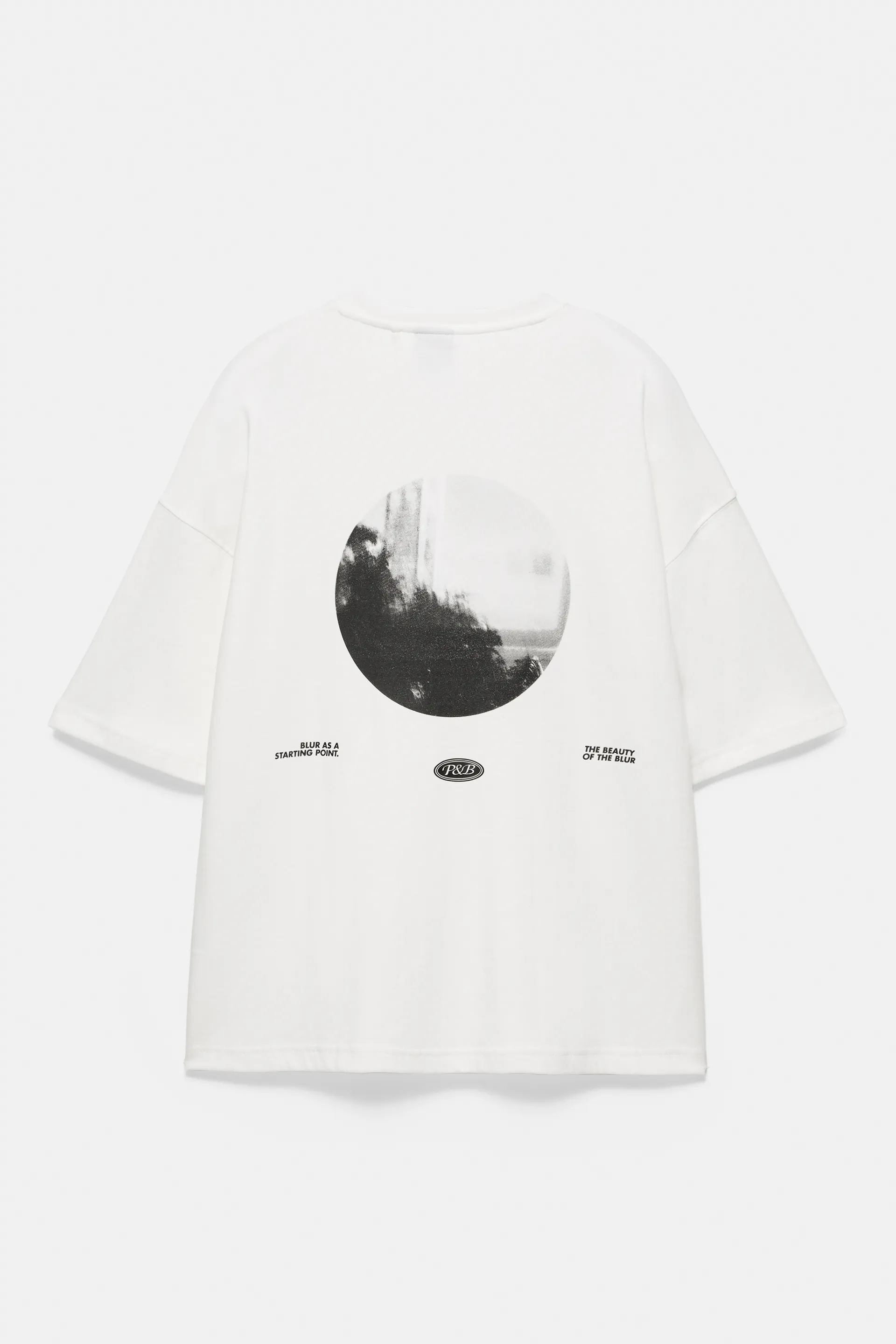Pull&Bear Interlock Photo Back Tee — Blanc cassé