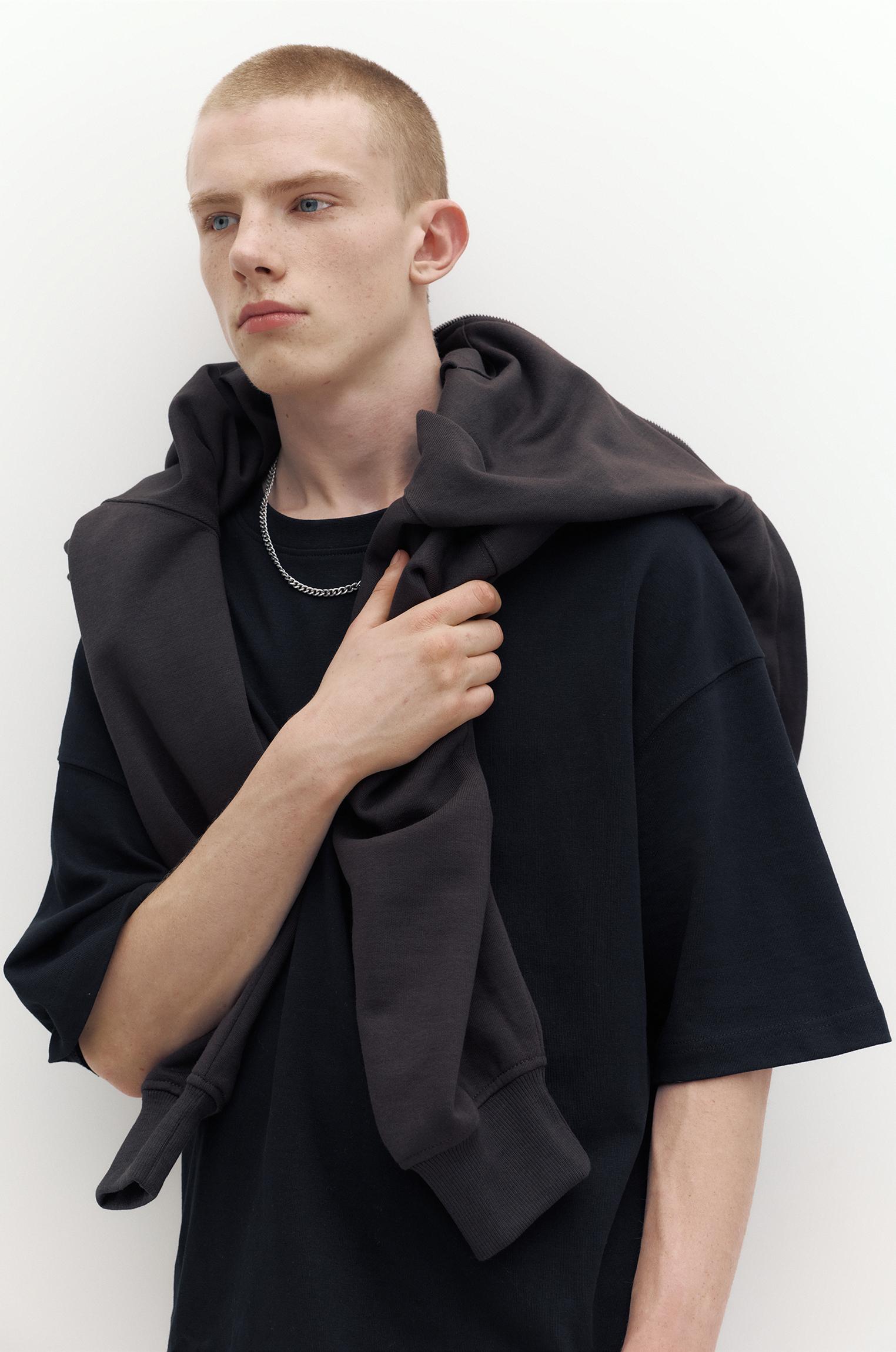Pull&Bear Loose Fit Cotton Tee — Noir