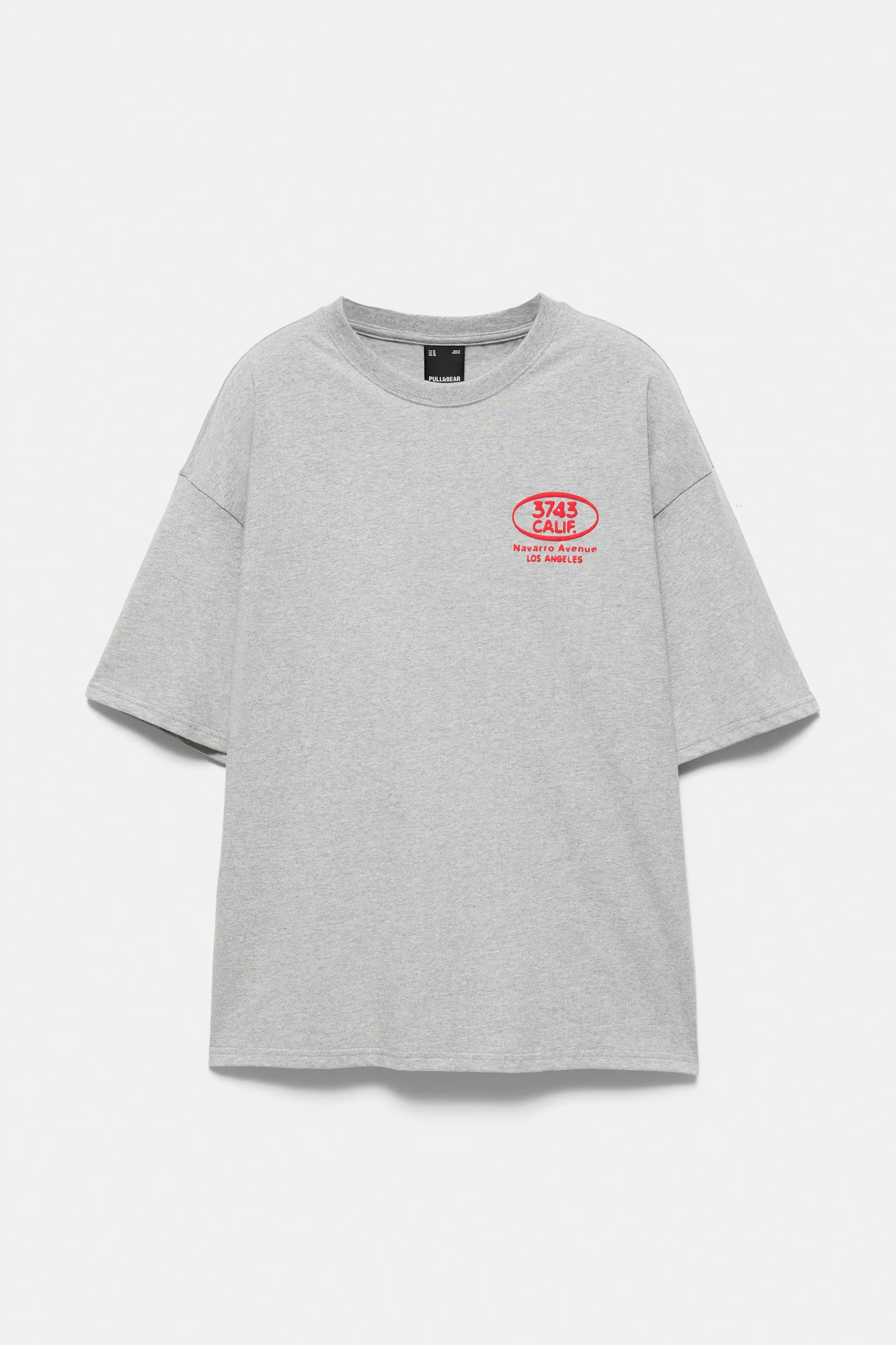 Pull&Bear Relaxed Embroidered Tee — Gris vigoré