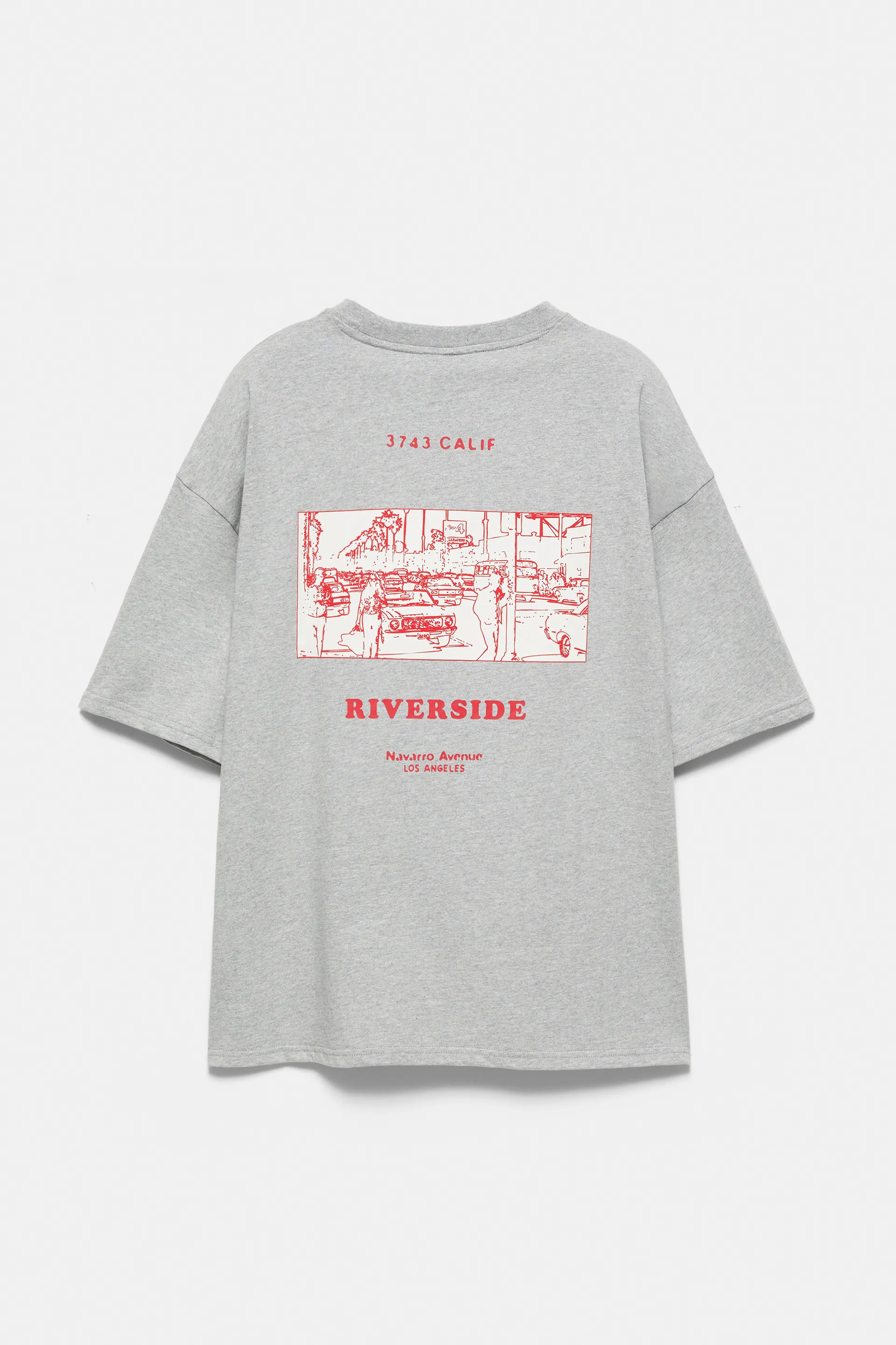 Pull&Bear Relaxed Embroidered Tee — Gris vigoré