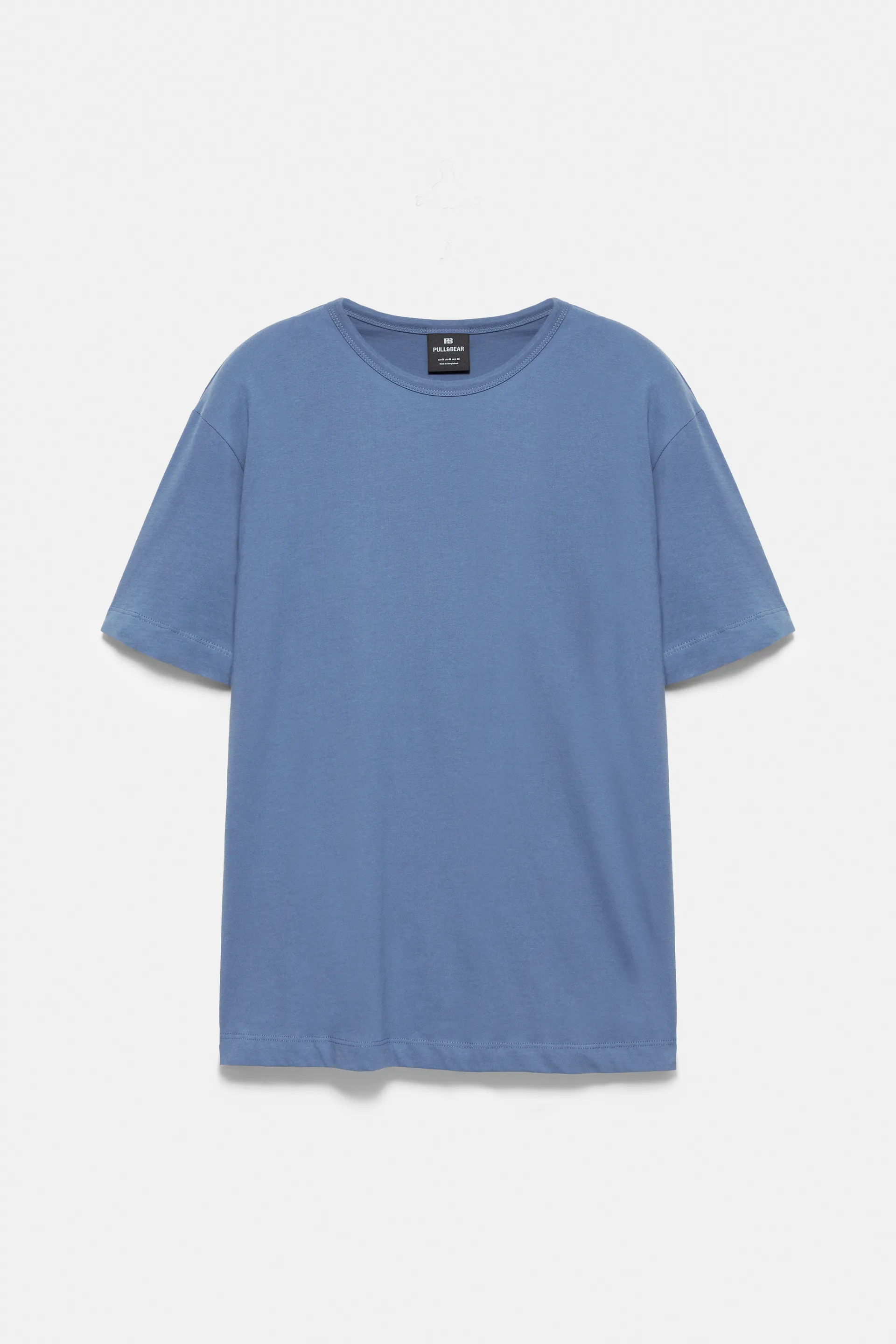 Pull&Bear Slim Fit Cotton Crew Tee — Bleu
