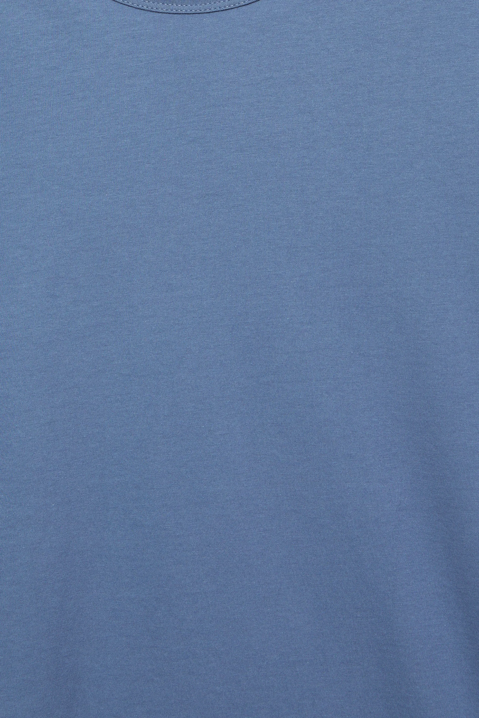Pull&Bear Slim Fit Cotton Crew Tee — Bleu