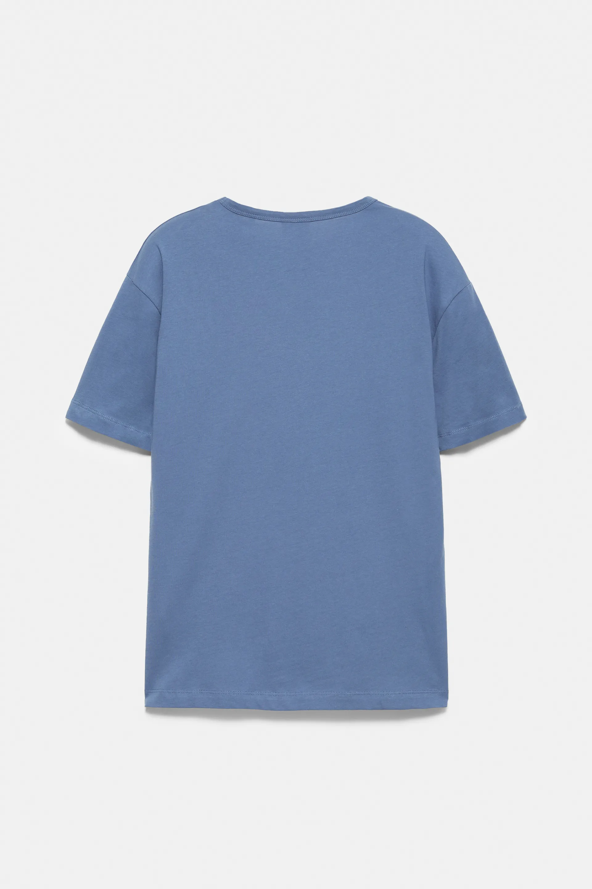 Pull&Bear Slim Fit Cotton Crew Tee — Bleu