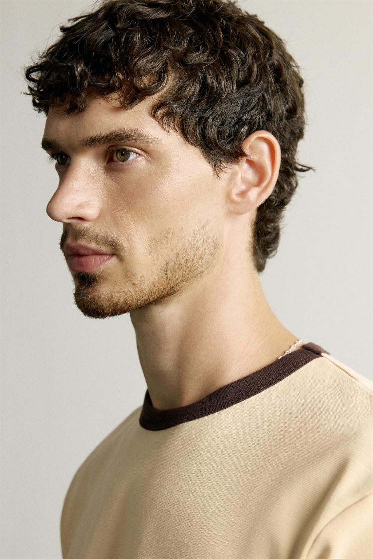 Zara Contrast Ribbed Basic Tee — Jaune