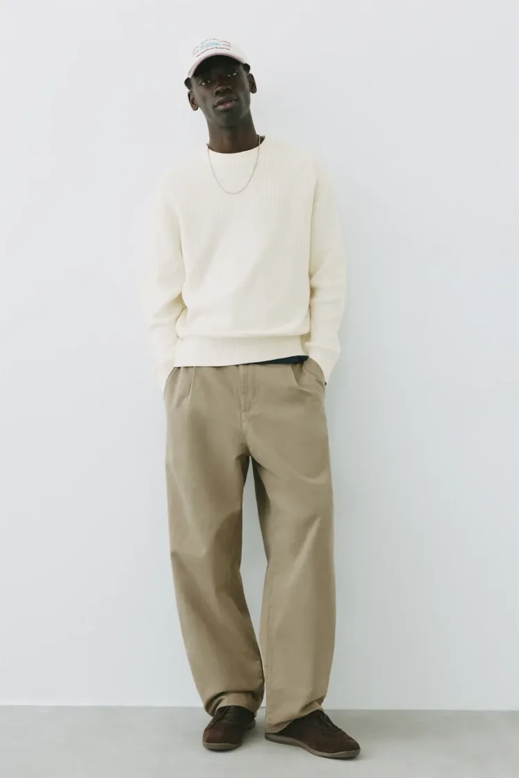 Pull&Bear Essential Cotton Crewneck Sweate — Ivory