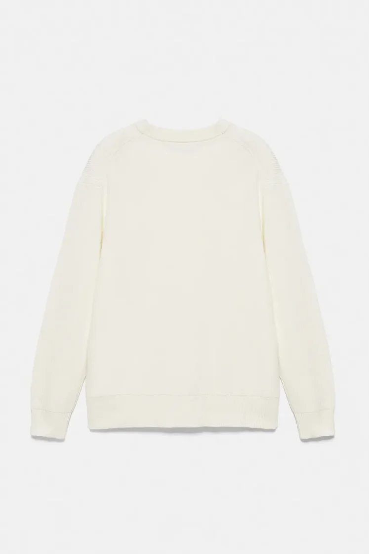 Pull&Bear Essential Cotton Crewneck Sweate — Ivory