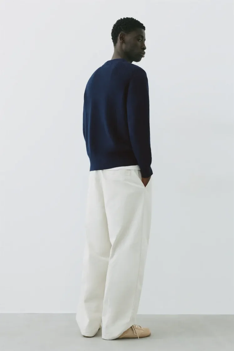 Pull&Bear Essential Cotton Crewneck Sweate — Navy