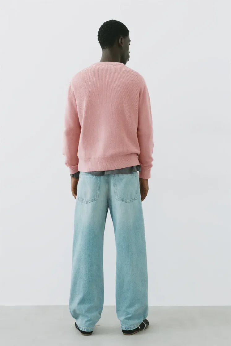Pull&Bear Essential Cotton Crewneck Sweate — Rose