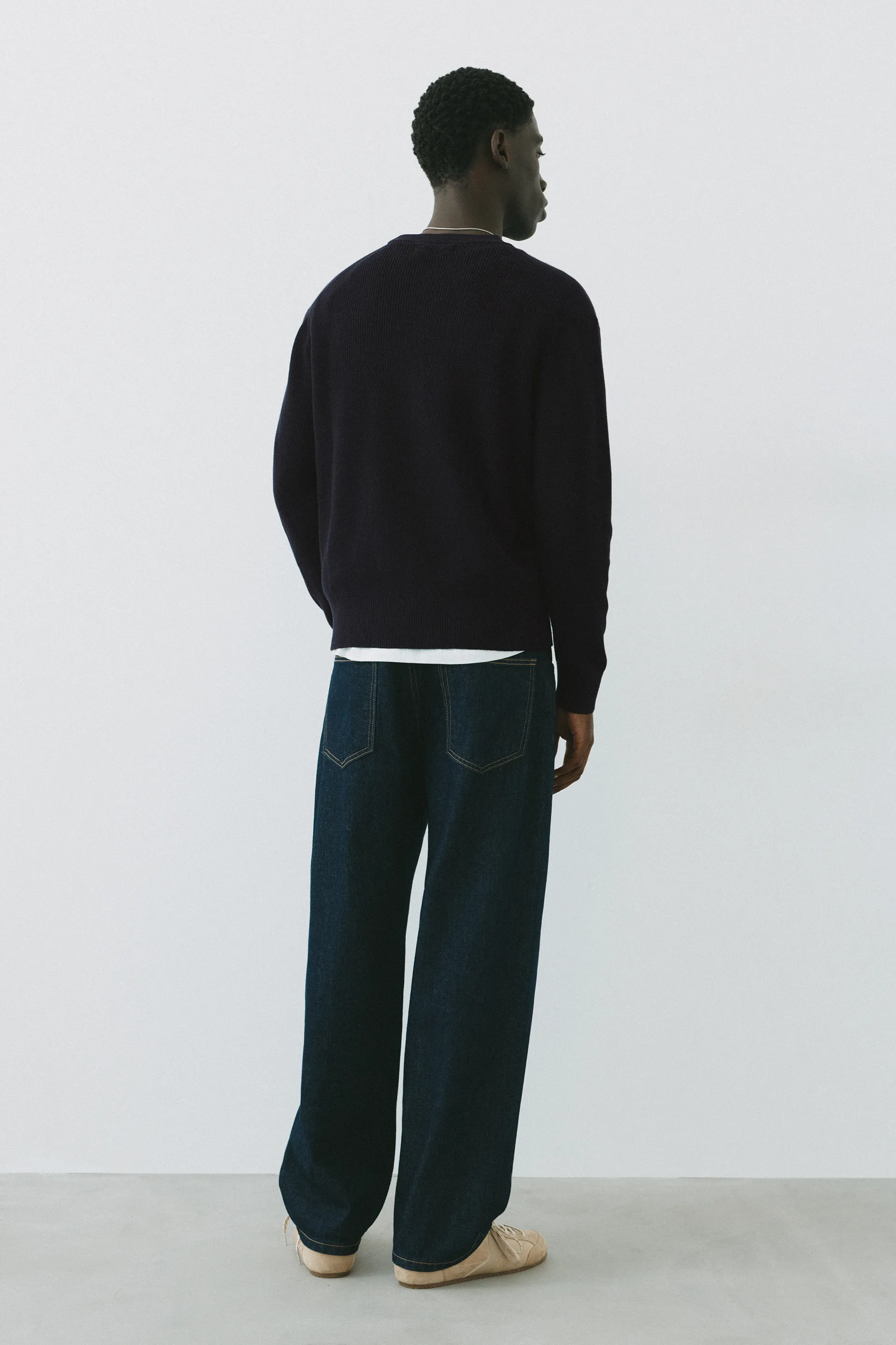 Pull&Bear Essential Cotton Crewneck Sweate — Noir