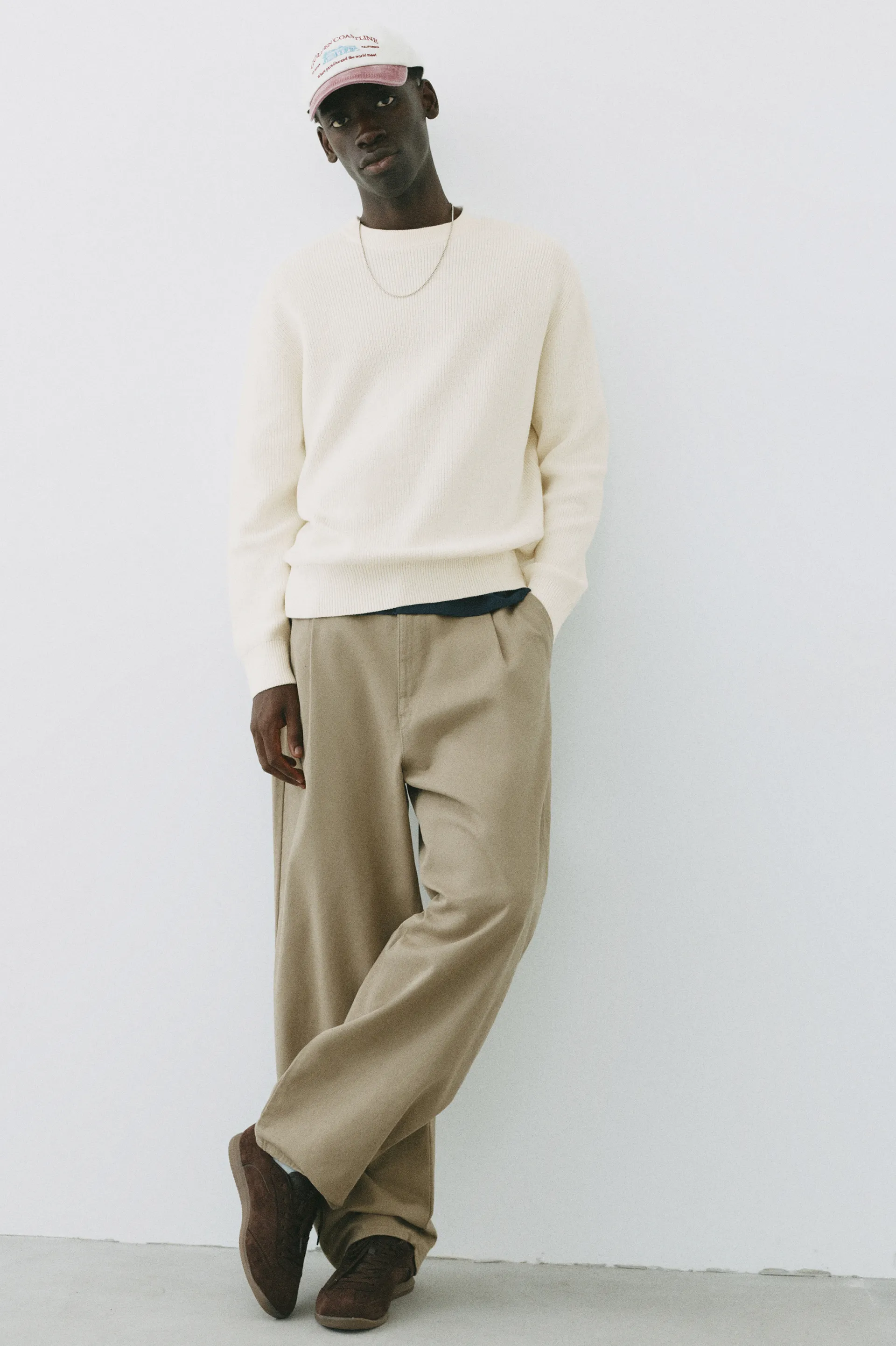 Pull&Bear Essential Cotton Crewneck Sweate — Ivory