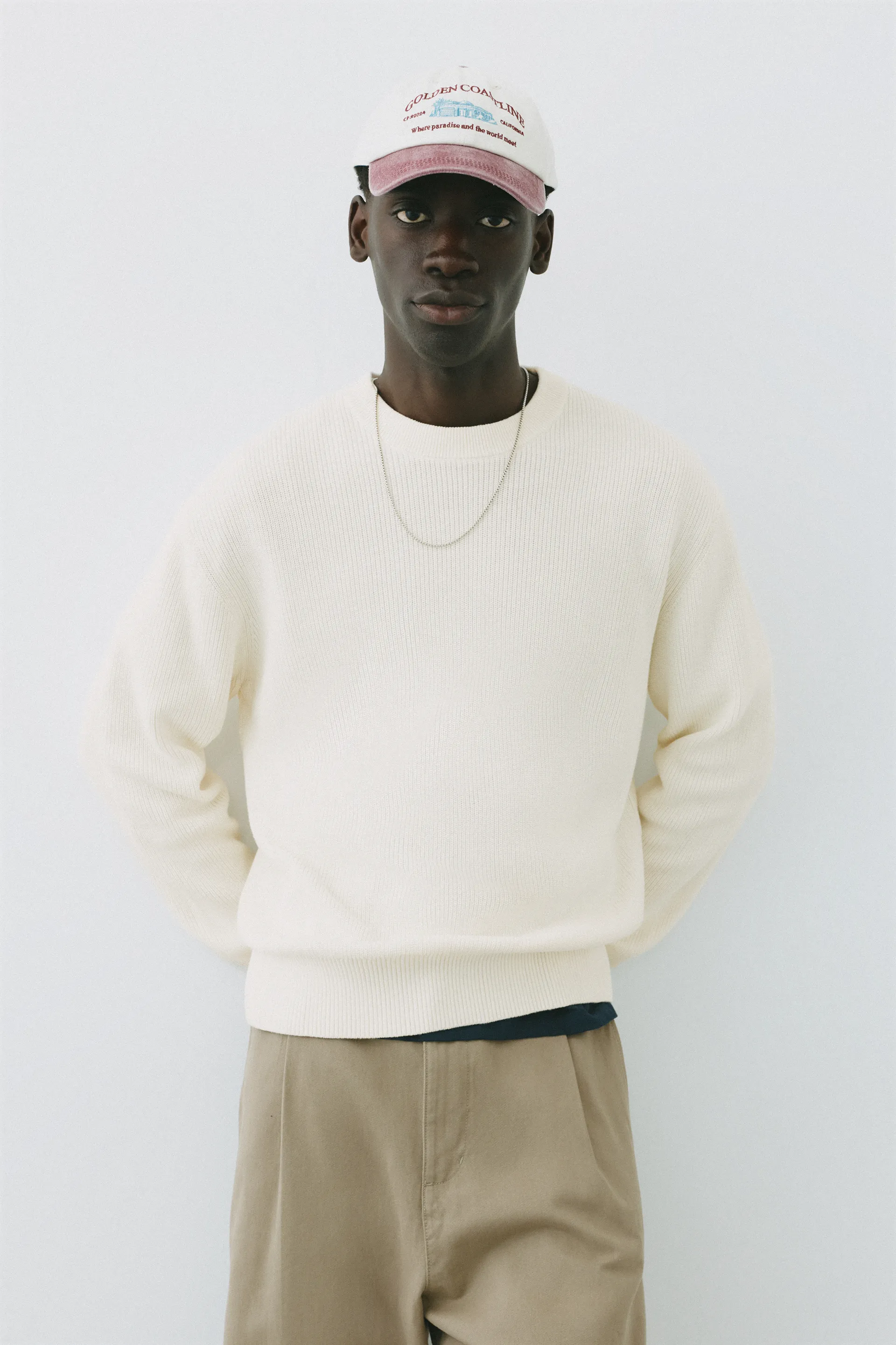 Pull&Bear Essential Cotton Crewneck Sweate — Ivory