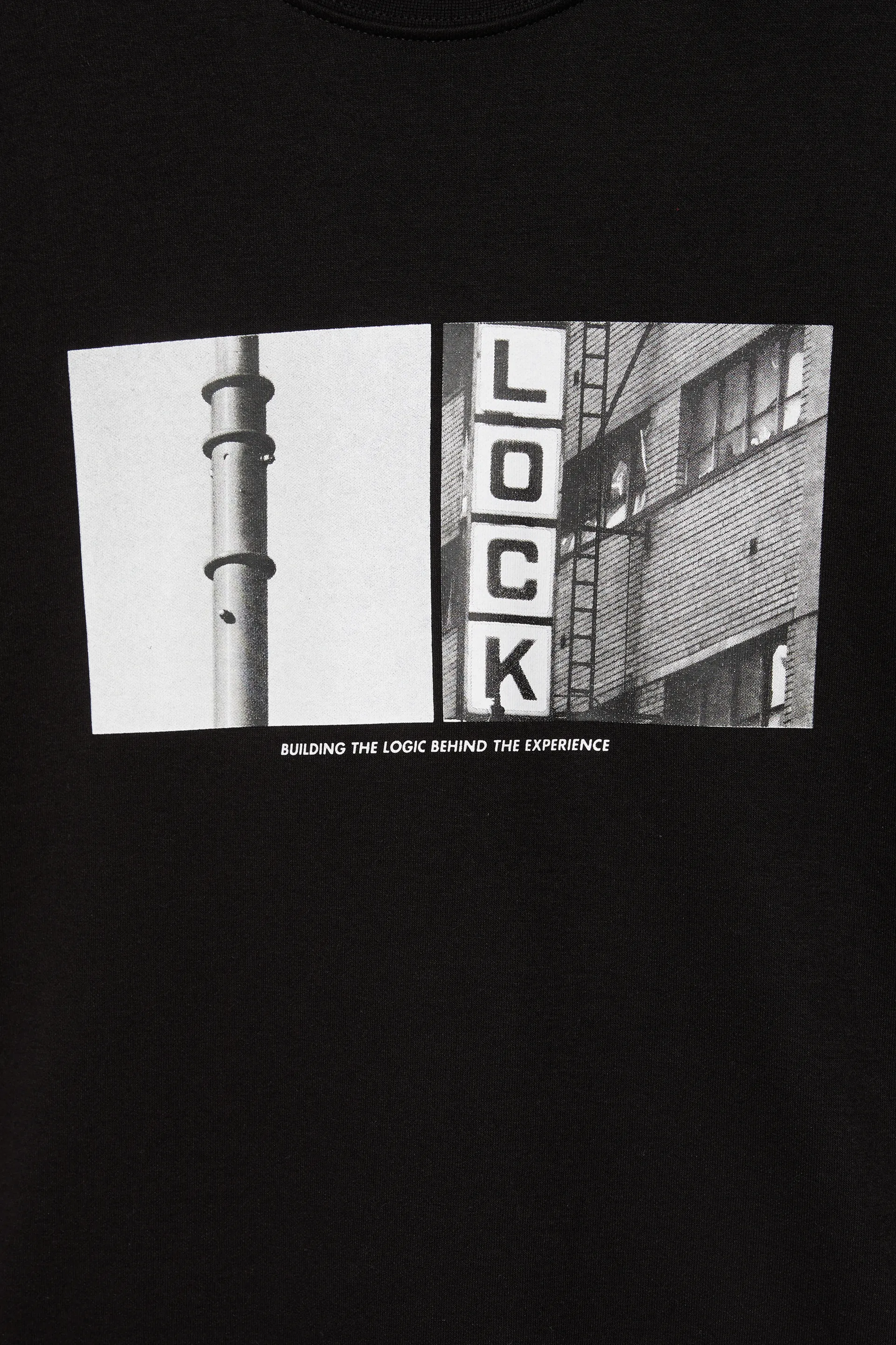 Pull&Bear Photo Print Short-Sleeve Sweat — Noir