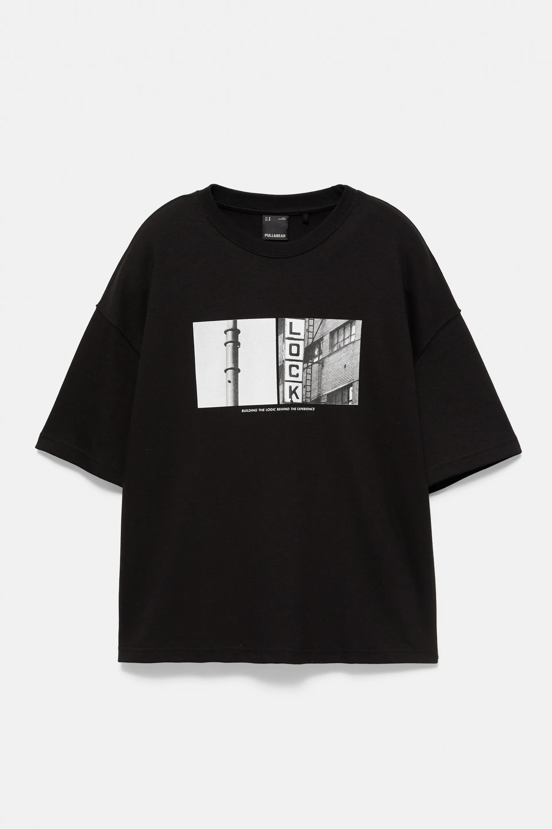 Pull&Bear Photo Print Short-Sleeve Sweat — Noir